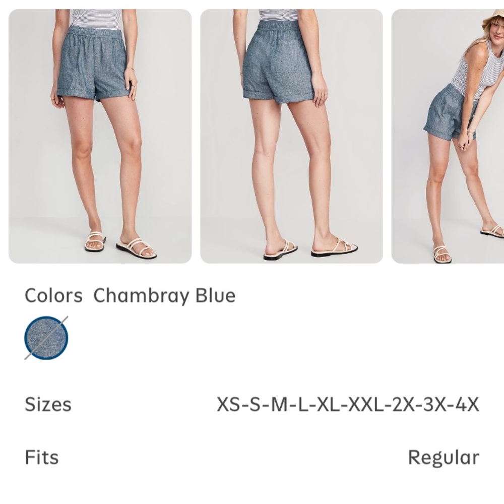 Old Navy High Waist Chambray Blue Women's Shorts